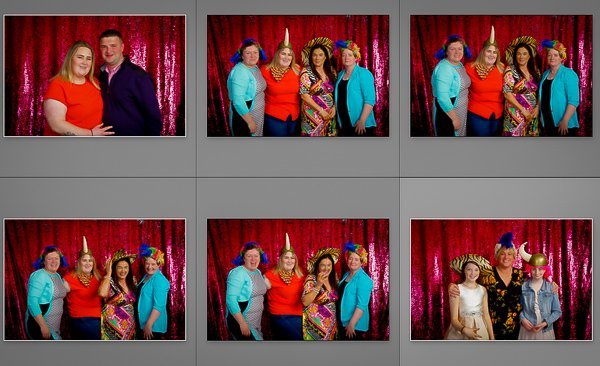 Group of people enjoying photo booth at Background Samples 2026 event.