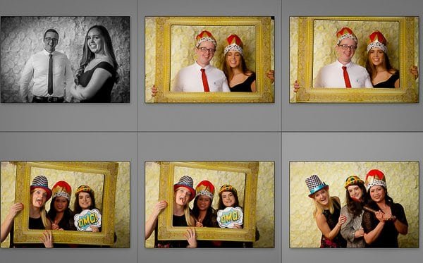 Fun holiday photo booth pictures with friends and props for events.