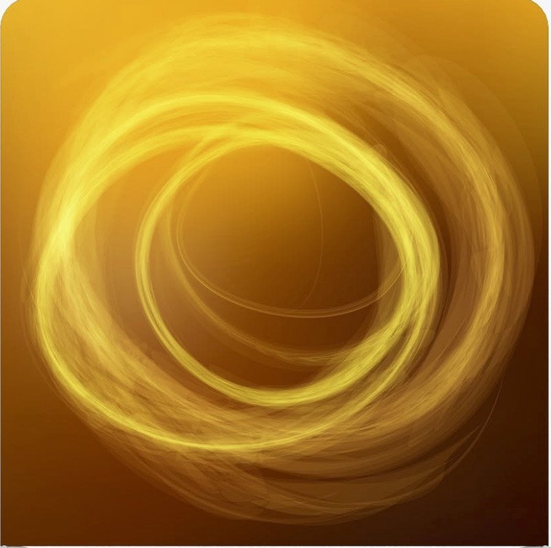 A yellow and gold abstract swirl on a gradient background.